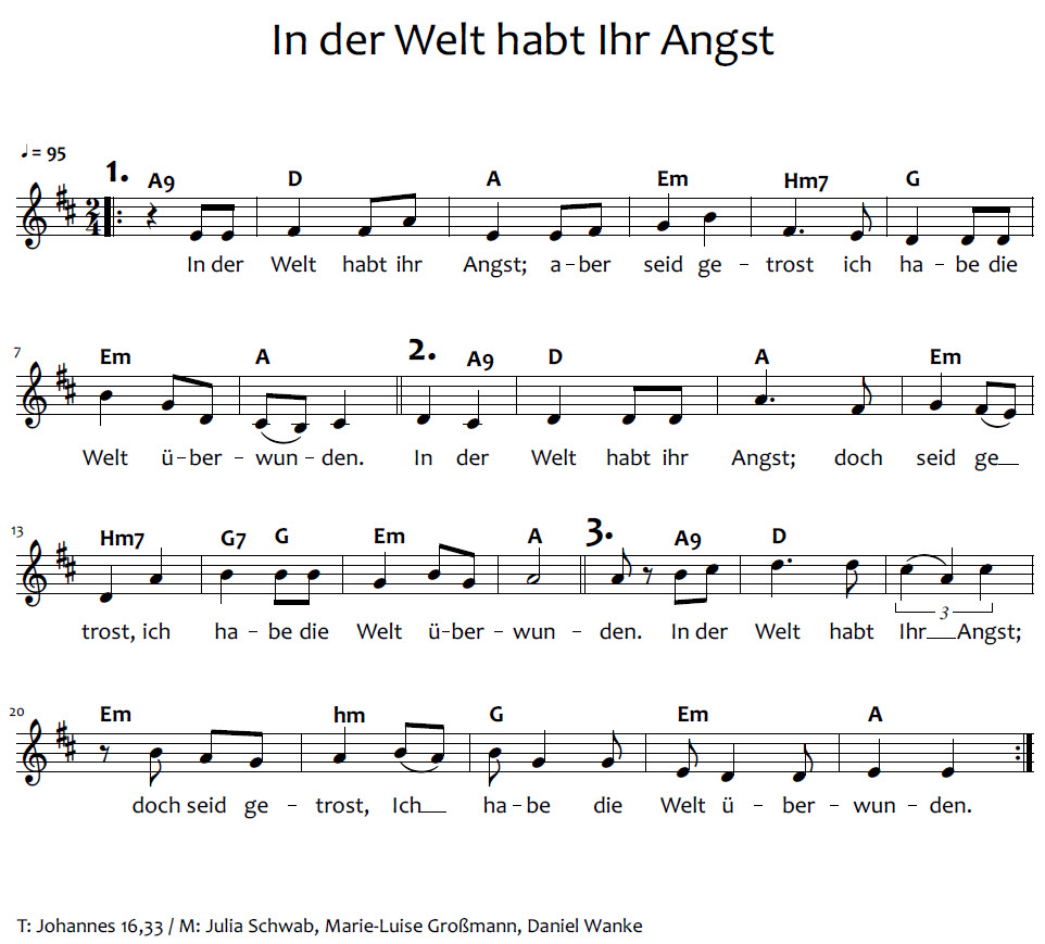 In der Welt habt ihr Angst (Noten)