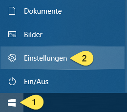 Windows 10 App Einstellungen (Schritt 1)