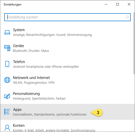 Windows 10 App Einstellungen (Schritt 2)