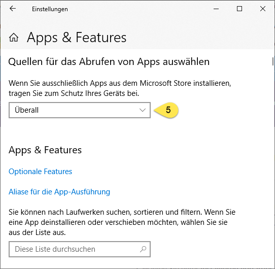 Windows 10 App Einstellungen (Schritt 4)