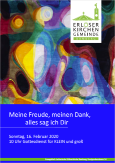 Gottesdienst KLEIN und groß am Sonntag, 16. Februar 2020, 10 Uhr